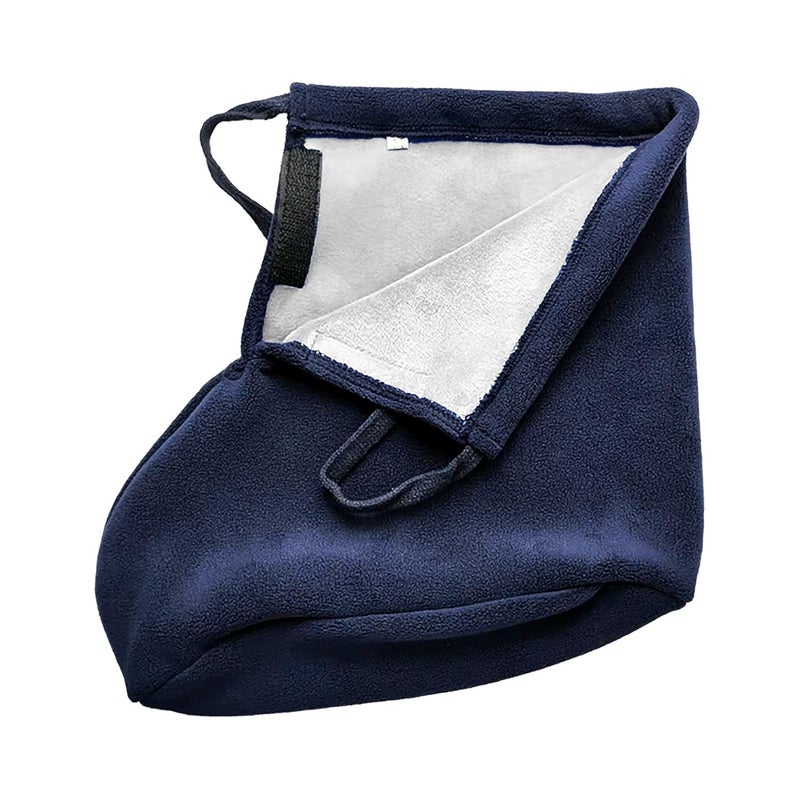 BXT Winter Warm Cast Sock, Thick Fleece Foot Cast Cover - Below the Knee Cast Toe Boot Cover, Protective and Washable Cast Sleeve Wrap, Foot Warmer, Adjustable Drawstring, Navy Blue - Image 2